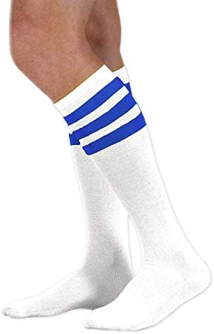 Çeşitli Renkli Çizgili Unisex Beyaz Diz Yüksek Takım Tüp Çorapları
