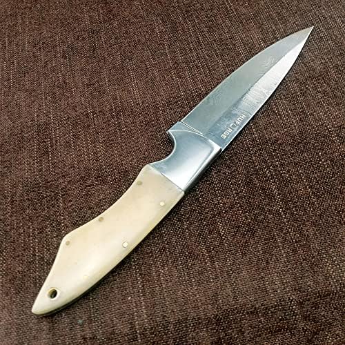 HU FORGE 901B Orijinal Hediye, Güzel Bıçak-El Yapımı Paslanmaz Çelik Şam Av Bıçağı-Doğal Kemik Sapı-Deri Kılıflı 11 Sabit Bıçak