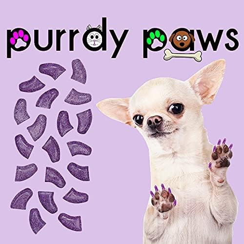 Köpek Pençeleri Mor Holografik Glitter için Purrdy Paws Yumuşak Tırnak Kapakları
