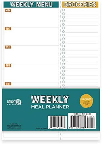 Bright Day tarafından Yemek Planlayıcısı Pedi / Organize Haftalık ve Günlük Planlama için 7 x 10 Not Defteri / Delikli Yırtma