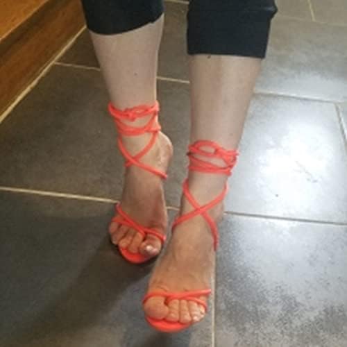 NLLSHGJ Ayakkabı Kadın Sandalet Moda kadın Yüksek Topuklu Nefes Dantel-up Ayakkabı Rahat Kare Ayak Sandalet