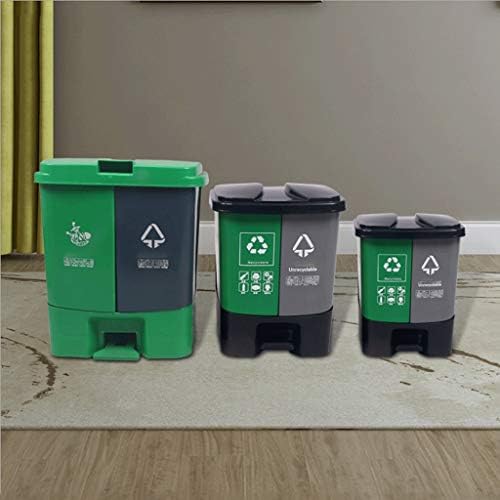 Çöp Tenekesi Açık Sınıflandırma Kapaklı Çöp Tenekesi Mutfak, Bahçe Pedalı Tipi Geri Dönüşümlü Plastik Çöp Kutusu Çift Namlulu