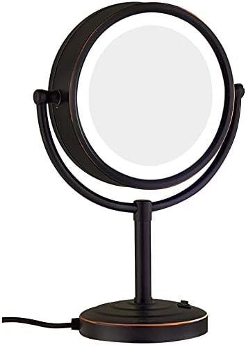 Nhlzj XİAOQİANG Çift Taraflı LED Ayna, Büyütme Tezgah Vanity Aynalar, 360°Rotasyon Işıklı Kozmetik Ayna (Renk: Siyah, Boyutu: