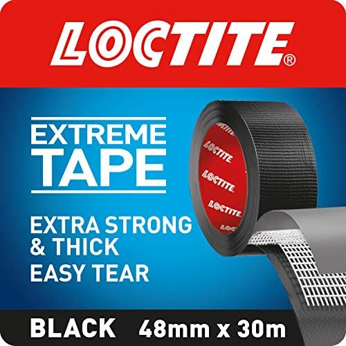 Loctite Extreme Tape, Ekstra Güçlü Yapışkan Bant, Ekstra Kalın Suya Dayanıklı Siyah Bant, Zorlu Onarımlar için Kolay Yırtılma