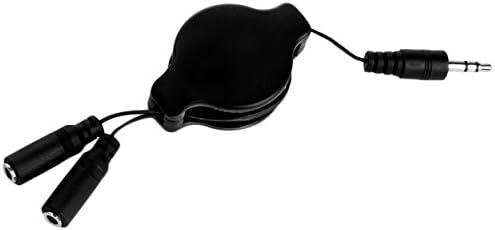 SumacLife RetractHeadphoneSplitBLK Geri Çekilebilir 3.2 Fit Kulaklık Ayırıcı Kablosu, Siyah