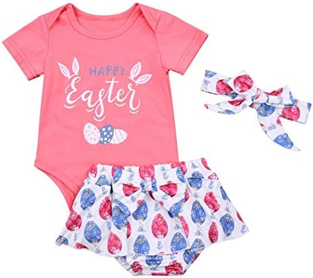 Yenidoğan Bebek Kız Paskalya Kıyafet Mektuplar Romper Tops + Bunny Baskılı Şort + Kafa Bandı 3 ADET Giysi Setleri