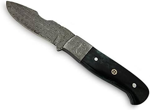 Deri Kılıflı Özel El Yapımı Şam Çelik Skinner Bıçağı