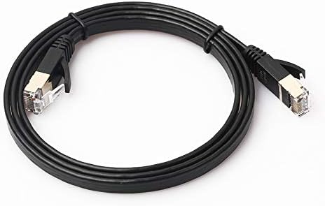 Modem Yönlendirici için 1m CAT7 10 Gigabit Ethernet Ultra Düz Yama Kablosu Korumalı RJ45 Konnektörlü LAN Ağı - Dahili (Siyah)