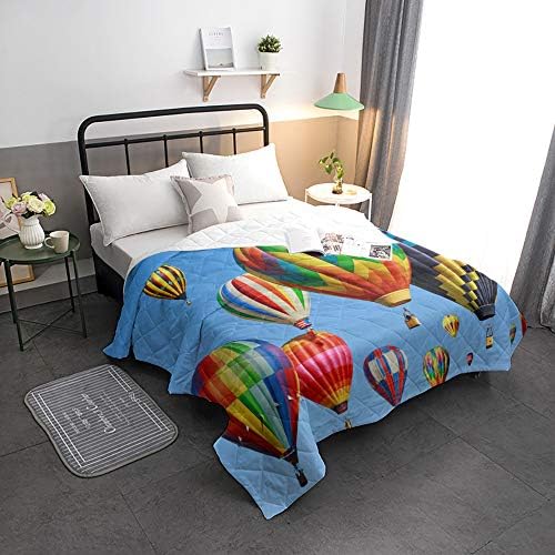 Yorgan Yorgan Ekle Ev Yorgan Renkli Sıcak Hava Balonu Mavi Gökyüzü Minimalist Desen Yatak Örtüsü Yatak Odası Misafir Odası