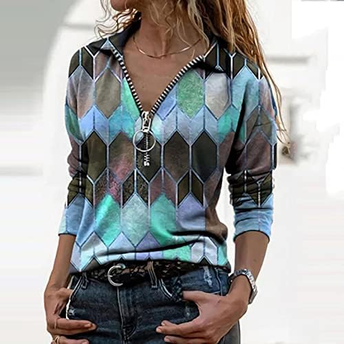 Uzun Kollu Gömlek Kadın, Bayan Casual Zip Up Kazak Gömlek Devrik Yaka Kazak Moda Kış Güz Tops Bluz