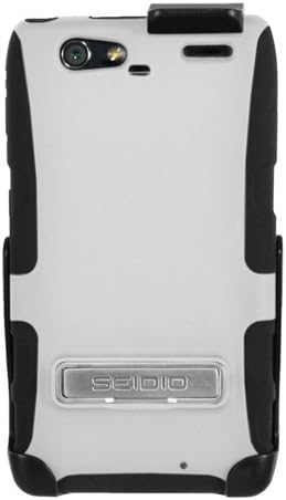 Motorola DROİD RAZR MAXX ile kullanım için Metal Kickstand ve Kılıf Combo ile Seidio BD2-HK3MTRMK-GL DILEX Kılıf-Parlak Beyaz