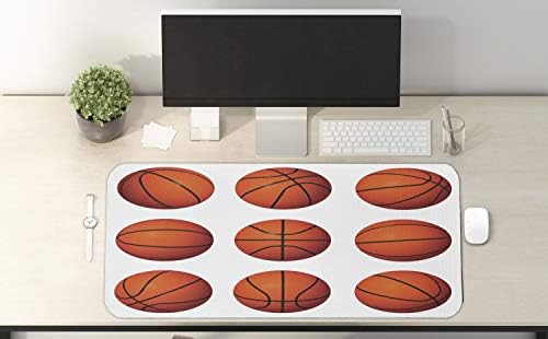 Lunarable Spor Bilgisayar Mouse Pad, Basketbolların Farklı Pozisyonları Küre Spor Eğlencesi Atletik Tema, Dikdörtgen Kaymaz