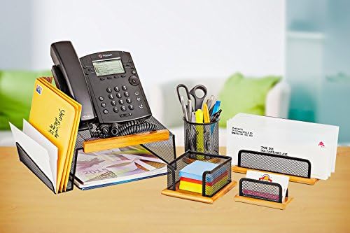 Yular 5 parçalı Çelik Hasır Ofis Malzemeleri Masa Aksesuarları - Telefon Standı, Kalem Kupası, Kartvizitlik, Not ve Mektupluk