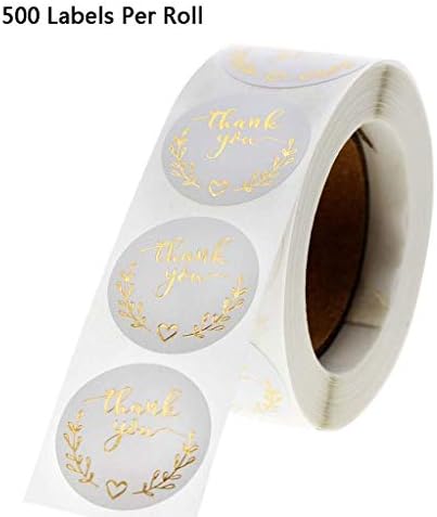 yyshshabab 500 adet / rulo Çelenk Teşekkür Ederim Çıkartmalar Altın Folyo Mühür Etiketleri Düğün Parti Iyilik Zarf Kırtasiye