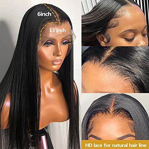 13x6 Şeffaf İnsan Saç Dantel ön peruk Siyah Kadınlar ıçin Brezilyalı Düz Dantel Ön insan saç Peruk Ön Koparıp 150 % Yoğunluk