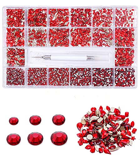 VOSOVO Flatback Rhinestones Büyük GemsBlack/Beyaz/Kırmızı/Yanardöner Mikro Boncuk 1 Mücevher Kutusu DIY Fantezi Çivi-1400 +