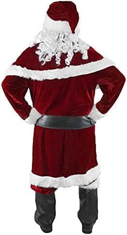 Halfjuly erkek Santa Kostüm Seti Noel 12 adet Deluxe Kadife Yetişkin Noel Baba Suit