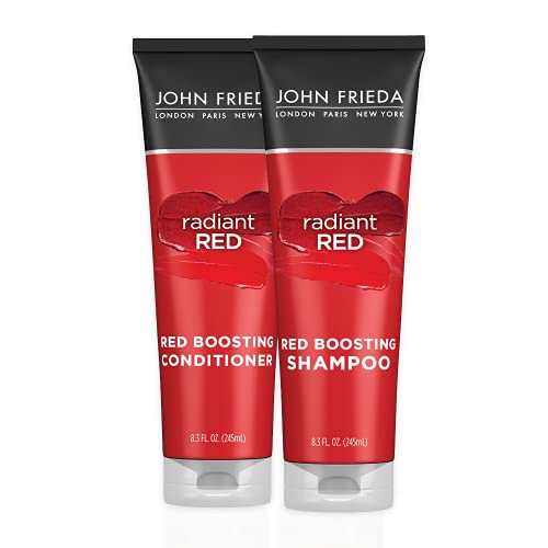 John Frieda Radiant Red Kırmızı Güçlendirici Şampuan ve Saç Kremi Seti, Doğal ve Renkle İşlenmiş Saçlar için Kırmızı Tonları