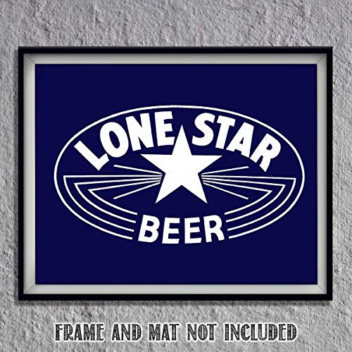 Lone Star Bira-Logo Poster Baskı - 10 x 8 Duvar Dekoru Baskı-Çerçeveye Hazır. Teksas'ın En Sevdiği Bira Tabelasının Kopyası.