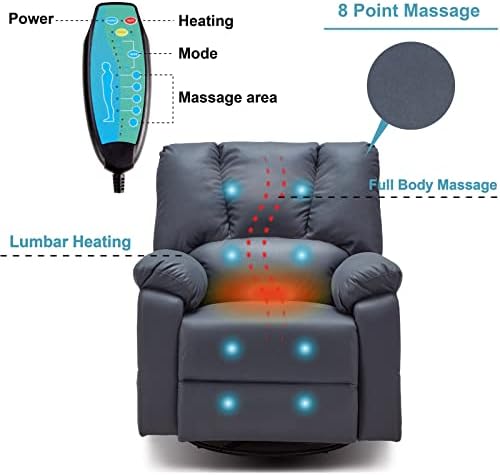 GTQuality masaj Recliner ısıtmalı sandalye ile 360 derece döner ve sallanan Fonksiyonu Salonu Tek kanepe ile nefes kumaş ve