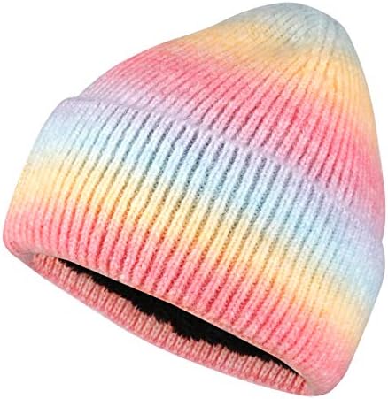 FZ FANTASTİK BÖLGE Kadınlar Kış Sıcak Örgü Bere Şapka Kravat Boya Polar Astarlı Manşetli Hımbıl Kafatası Caps