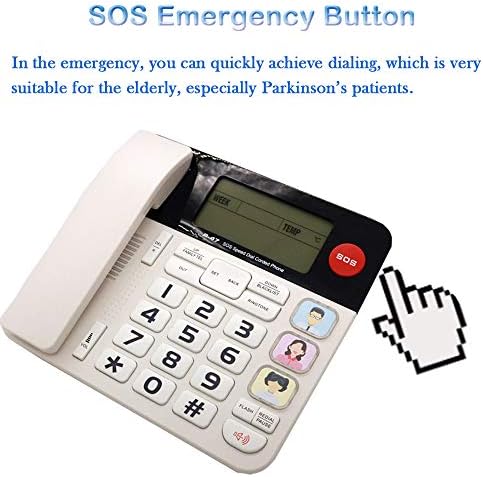 JeKaVis J-P47 SOS Ev Kablolu Telefonlar ile Büyük Düğme / Arayan KIMLIĞI/ ışık Düğmesi, 40dB Güçlendirilmiş Telefonları Yaşlılar
