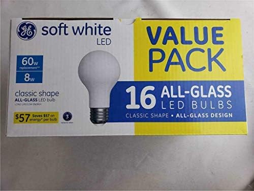 Yumuşak Beyaz LED GE Tüm Cam Ampuller 760 Lümen Değer Paketi Klasik Şekil 33721 16 Paket