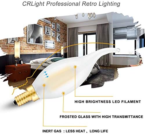 CRLight 2 W LED Şamdan Ampul 3000 K Yumuşak Beyaz 25 W Eşdeğer 250 Lümen, E12 Bankası Dim LED Avize Ampuller, antik C35 Buzlu