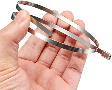 uxcell 20 İnç Paslanmaz Çelik Kablo Zip Bağları Çok Amaçlı Metal Egzoz Wrap 5 adet