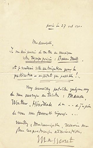Jules Massenet-10/27/1900 İmzalı İmza Mektubu