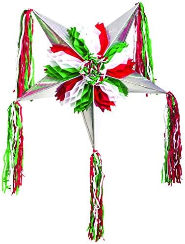 PİÑATA 2GO 5 Noktalı Yıldız Şekilli Katlanabilir Piñata Yeşil, Beyaz ve Kırmızı