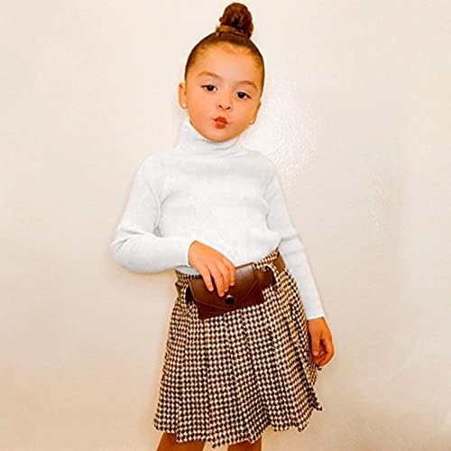 Kaipiclos Toddler Bebek Kız Etek Kıyafet Katı Renk Uzun Kollu Balıkçı Yaka Örgü Kazak + Mini Etek Güz Kış Giysileri