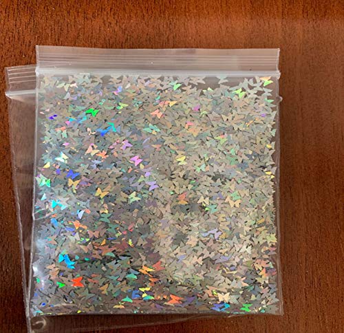 10 g/torba Gümüş Holografik Glitter 3mm Mikro Kelebek Şekli MİX Akrilik Lazer Glitter Nail Art Süslemeleri İçin (Gümüş Kelebek)