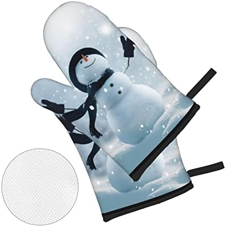 Fırın Eldiveni ve Pot sahipleri 4 Setleri Kardan Adam Kar Kış mutfak Potholder eldiven ısıya dayanıklı kaymaz şef pişirme pişirme