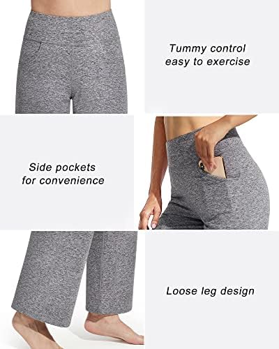 Promover Geniş Bacak Yoga Pantolon Kadınlar ıçin Gevşek Rahat Flare Eşofman Altı Cepler ıle Yüksek Bel Streç Pantolon