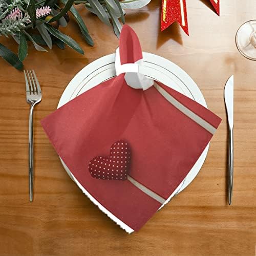 UMİRİKO sevgililer Günü Kalp Kırmızı Bez Peçete Seti 4 Makinede Yıkanabilir Yemek peçeteleri Düğün Parti Yemeği için 20 x 20
