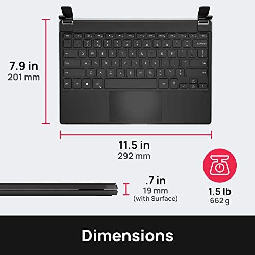 Brydge 12.3 Pro + Hassas Dokunmatik Yüzeyli Kablosuz Klavye / Microsoft Surface Pro 7, 6, 5 ve 4 ile Uyumlu / Yüzey için Tasarlandı