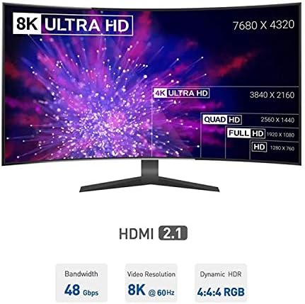 Uydu Dijital Fiber Optik 8K HDMI 2.1 Kablo (8K/60Hz, 48Gbps) PVC Siyah Kablo (330 feet)
