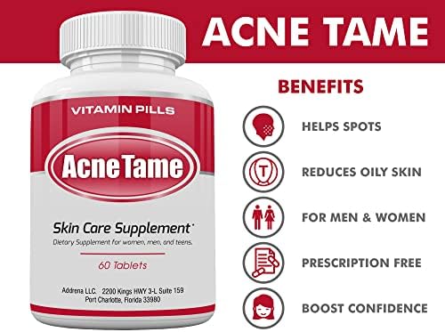 Akne Tame 3 Pack-Clear Skin Supplements Pill-Kadınlar, Erkekler ve Gençler için Yağlı Cilt Tedavisi, Lekeler, Lekeler ve Sebum