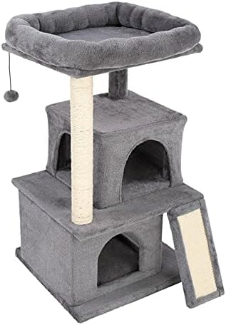 NA 34 Kedi Tırmanış Ağacı Tutucu Kedi Kulesi Büyük Ev Gri