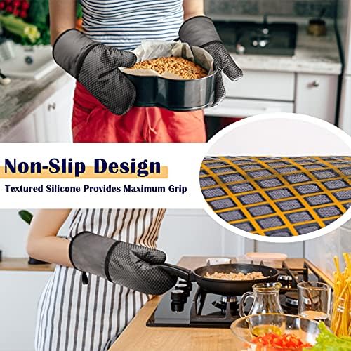 FAUETİ fırın eldiveni ve Pot Tutucular Set ısıya Dayanıklı Mutfak Eldivenler yıkanabilir Silikon Kaymaz Pişirme Eldiven pişirme