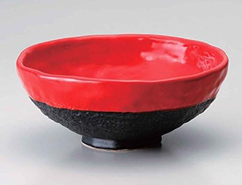Japonya'da yapılan Siyah ve Kırmızı 8.3 inç 5 Ramen Kase porselen Seti