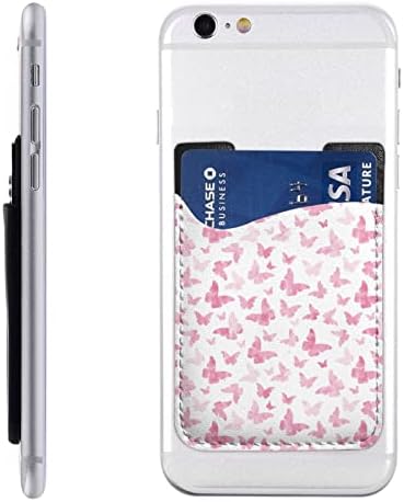 Pembe Kelebekler Telefon Cüzdan, telefon Kredi kartı tutucu 3 m Yapıştırıcı Üzerinde Sopa Cüzdan Cep Kılıf Mate için Cep Telefonu