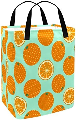 Kapotofu Çamaşır Sepeti Kolu ile, turuncu Meyve Pop Art Arka Plan Katlanabilir Büyük Pamuk Depolama Sepeti için Giysi