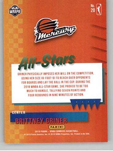 2019 Donruss WNBA All-Stars Basketbol 20 Brittney Griner Phoenix Mercury Resmi WNBA Ticaret Kartı Panini Amerika'dan