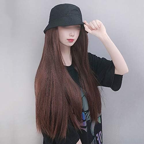 SPNEC LQGSYT Saç peruk Siyah balıkçı şapkası sentetik ısı Hairpieces doğal sahte Saç Kadınlar için (Renk: Açık Kahverengi)