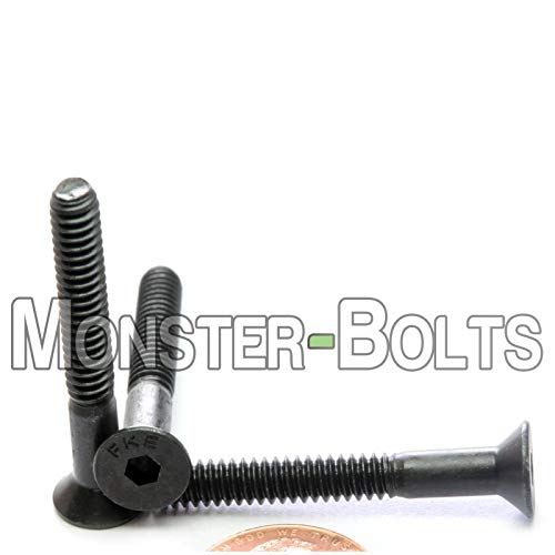MonsterBolts - 10-24 x 1 Düz Başlı Soket Kapağı Vidaları, ASTM F8356, Alaşımlı Çelik, Siyah Oksit, 10 Paket