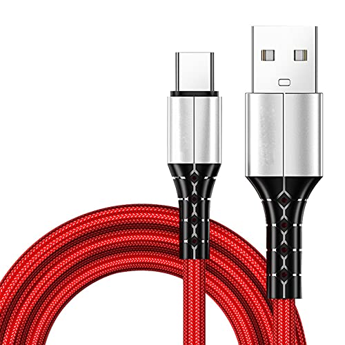 schıcj133mm USB Şarj Kablosu-3A Naylon Güvenli Tip-C Hızlı Şarj Kablosu Şarj Kablosu Cep Telefonu ile Uyumlu-Kırmızı