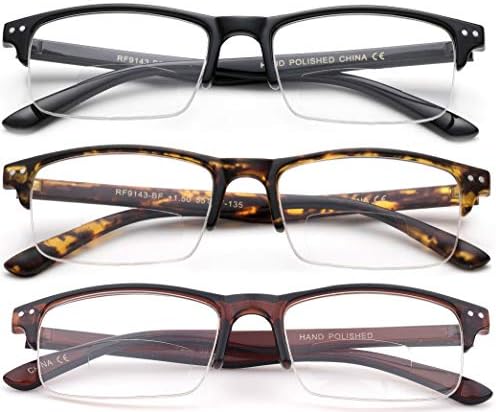 3 Pairs Bifokal okuma gözlüğü Erkekler Yarım Çerçeve erkek Bifokal okuma gözlüğü ile Kılıfı