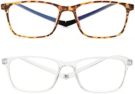 JM 2 Paket Manyetik Okuma Gözlükleri, Dikdörtgen Mavi ışık Engelleme Bilgisayar Okuyucuları